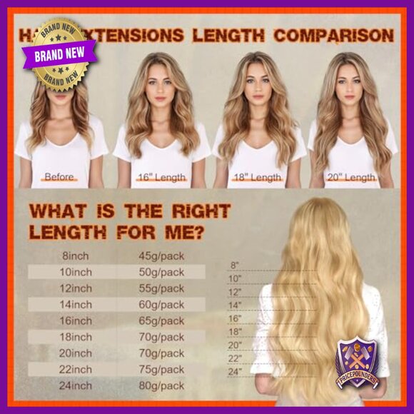 Clip-in Human Hair Extensions, 16 Inch Straight, 8 Piece Full Head Set main image 5